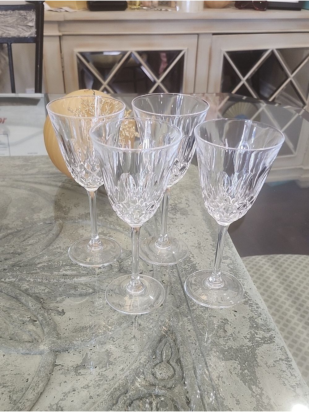 Christopher Stuart Chrystal Wine Gobblets 7" Like New Set Of 4